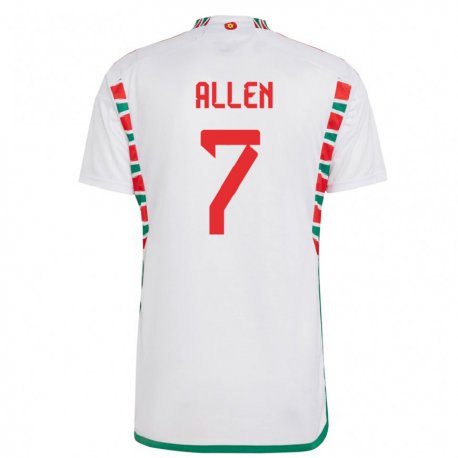 Kandiny Lapset Walesin Joe Allen #7 Valkoinen Vieraspaita 22-24 Lyhythihainen Paita T-paita
