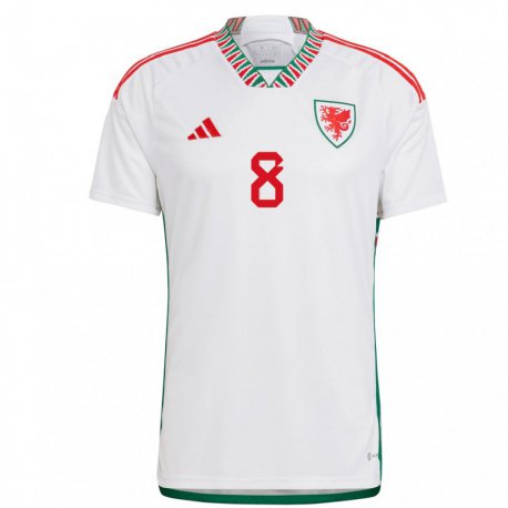 Kandiny Lapset Walesin Matt Smith #8 Valkoinen Vieraspaita 22-24 Lyhythihainen Paita T-paita