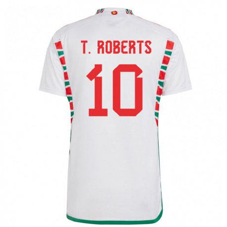 Kandiny Lapset Walesin Tyler Roberts #10 Valkoinen Vieraspaita 22-24 Lyhythihainen Paita T-paita