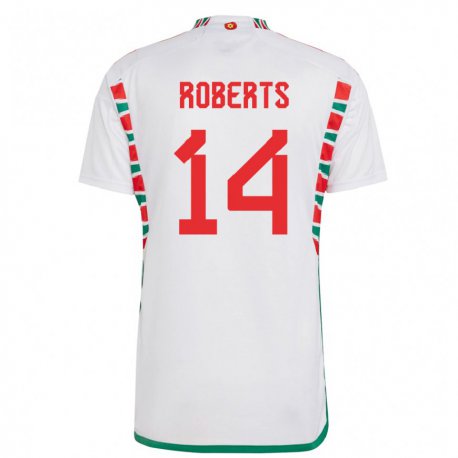 Kandiny Lapset Walesin Connor Roberts #14 Valkoinen Vieraspaita 22-24 Lyhythihainen Paita T-paita