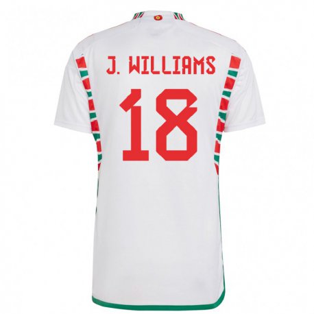 Kandiny Lapset Walesin Jonathan Williams #18 Valkoinen Vieraspaita 22-24 Lyhythihainen Paita T-paita