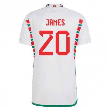 Kandiny Lapset Walesin Daniel James #20 Valkoinen Vieraspaita 22-24 Lyhythihainen Paita T-paita