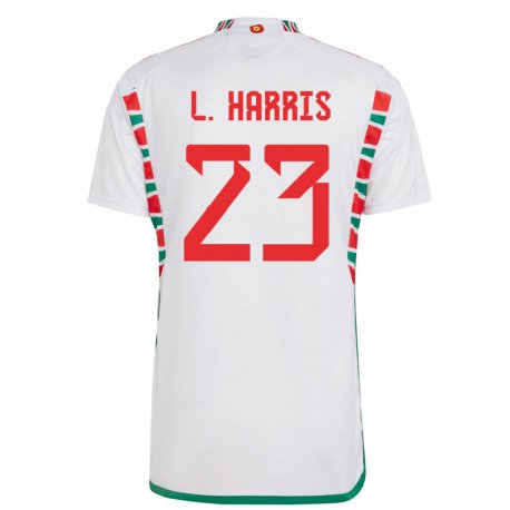 Kandiny Lapset Walesin Luke Harris #23 Valkoinen Vieraspaita 22-24 Lyhythihainen Paita T-paita