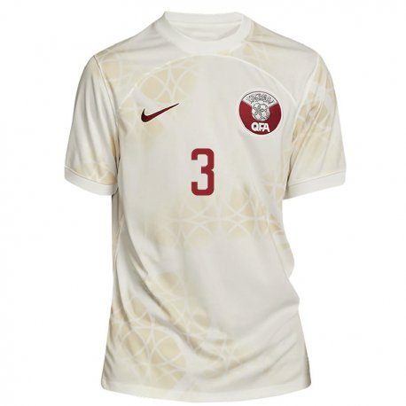 Kandiny Lapset Qatarin Abdelkarim Hassan #3 Kultainen Beige Vieraspaita 22-24 Lyhythihainen Paita T-paita