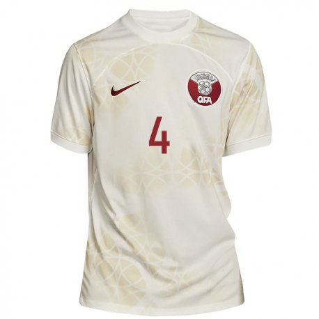 Kandiny Lapset Qatarin Mohammed Waad #4 Kultainen Beige Vieraspaita 22-24 Lyhythihainen Paita T-paita
