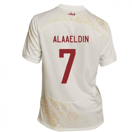 Kandiny Lapset Qatarin Ahmed Alaaeldin #7 Kultainen Beige Vieraspaita 22-24 Lyhythihainen Paita T-paita