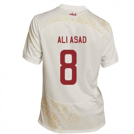 Kandiny Lapset Qatarin Ali Asad #8 Kultainen Beige Vieraspaita 22-24 Lyhythihainen Paita T-paita
