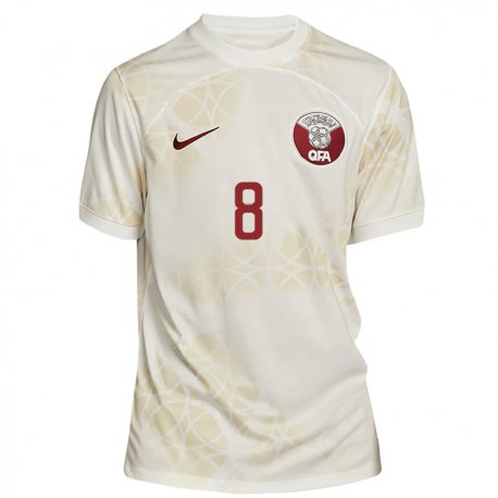 Kandiny Lapset Qatarin Ali Asad #8 Kultainen Beige Vieraspaita 22-24 Lyhythihainen Paita T-paita