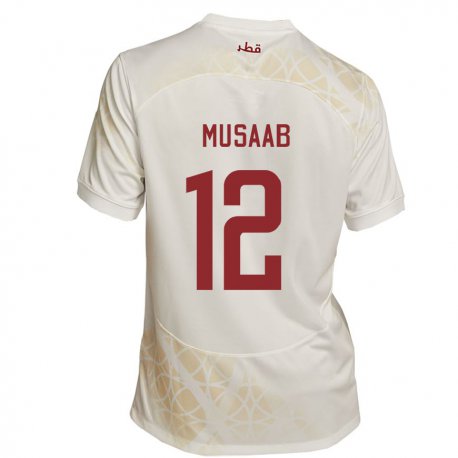 Kandiny Lapset Qatarin Musaab Khidir #12 Kultainen Beige Vieraspaita 22-24 Lyhythihainen Paita T-paita