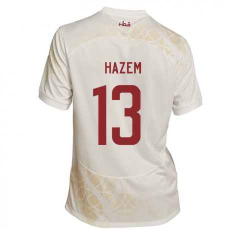 Kandiny Lapset Qatarin Hazem Shehata #13 Kultainen Beige Vieraspaita 22-24 Lyhythihainen Paita T-paita