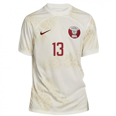 Kandiny Lapset Qatarin Hazem Shehata #13 Kultainen Beige Vieraspaita 22-24 Lyhythihainen Paita T-paita