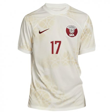 Kandiny Lapset Qatarin Ismail Mohamad #17 Kultainen Beige Vieraspaita 22-24 Lyhythihainen Paita T-paita