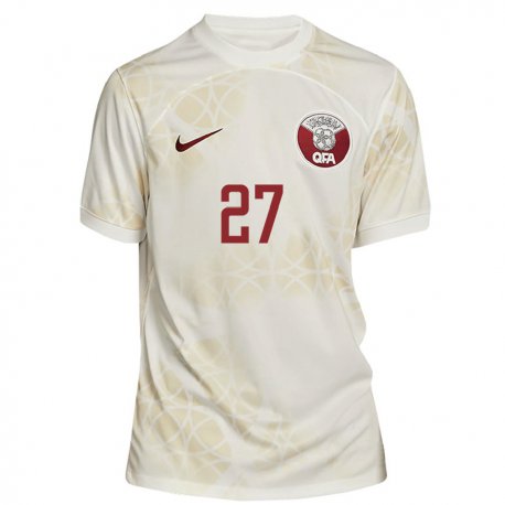 Kandiny Lapset Qatarin Ahmed Suhail #27 Kultainen Beige Vieraspaita 22-24 Lyhythihainen Paita T-paita