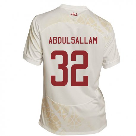 Kandiny Lapset Qatarin Jassem Gaber Abdulsallam #32 Kultainen Beige Vieraspaita 22-24 Lyhythihainen Paita T-paita