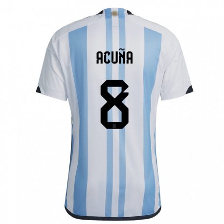 Kandiny Miesten Argentiinan Marcos Acuna #8 Valkoinen Taivas Sininen Kotipaita 22-24 Lyhythihainen Paita T-paita