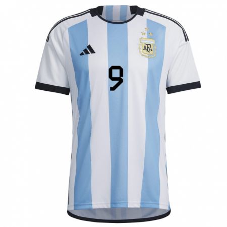Kandiny Miesten Argentiinan Julian Alvarez #9 Valkoinen Taivas Sininen Kotipaita 22-24 Lyhythihainen Paita T-paita