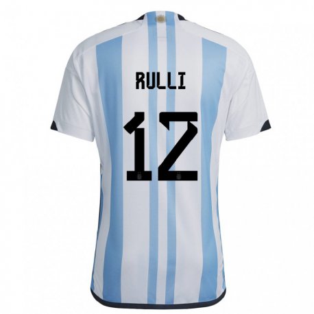 Kandiny Miesten Argentiinan Geronimo Rulli #12 Valkoinen Taivas Sininen Kotipaita 22-24 Lyhythihainen Paita T-paita