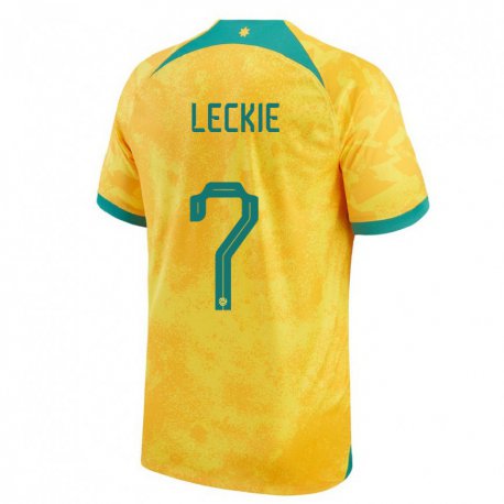 Kandiny Miesten Australian Mathew Leckie #7 Kultainen Kotipaita 22-24 Lyhythihainen Paita T-paita