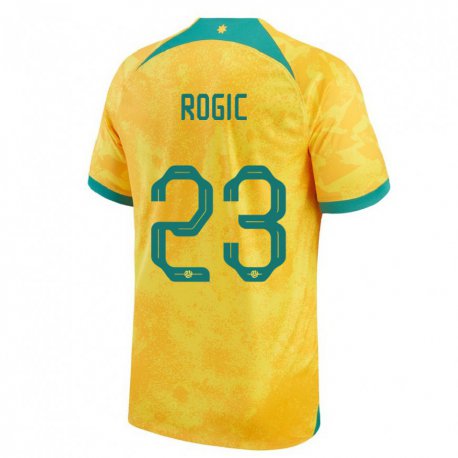 Kandiny Miesten Australian Tom Rogic #23 Kultainen Kotipaita 22-24 Lyhythihainen Paita T-paita