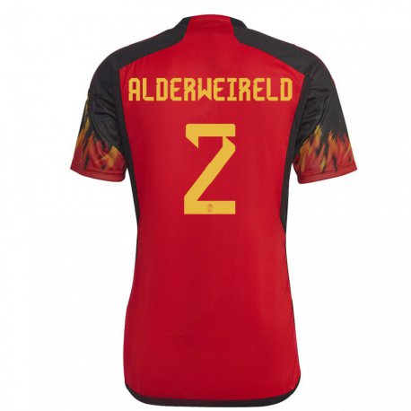 Kandiny Miesten Belgian Toby Alderweireld #2 Punainen Kotipaita 22-24 Lyhythihainen Paita T-paita