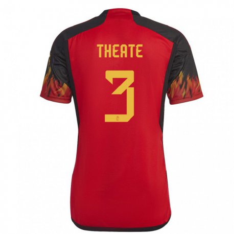 Kandiny Miesten Belgian Arthur Theate #3 Punainen Kotipaita 22-24 Lyhythihainen Paita T-paita