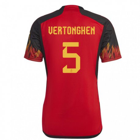 Kandiny Miesten Belgian Jan Vertonghen #5 Punainen Kotipaita 22-24 Lyhythihainen Paita T-paita