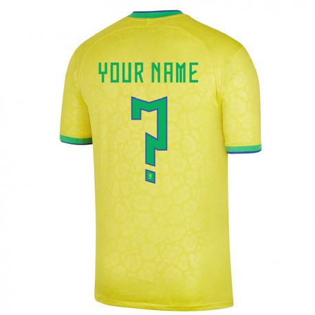 Kandiny Miesten Brasilian Nimesi #0 Keltainen Kotipaita 22-24 Lyhythihainen Paita T-paita