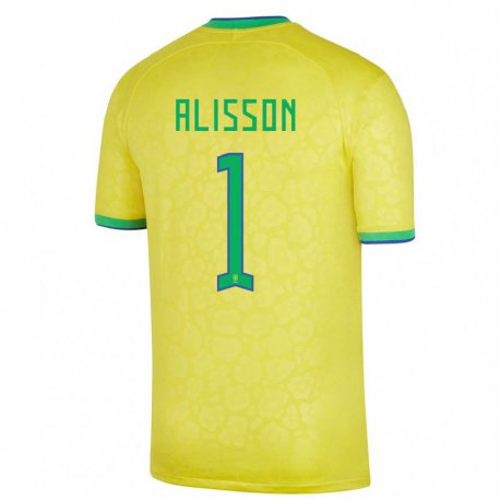 Kandiny Miesten Brasilian Alisson #1 Keltainen Kotipaita 22-24 Lyhythihainen Paita T-paita