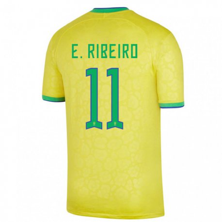 Kandiny Miesten Brasilian Everton Ribeiro #11 Keltainen Kotipaita 22-24 Lyhythihainen Paita T-paita