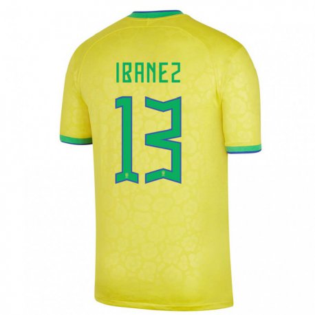 Kandiny Miesten Brasilian Roger Ibanez #13 Keltainen Kotipaita 22-24 Lyhythihainen Paita T-paita