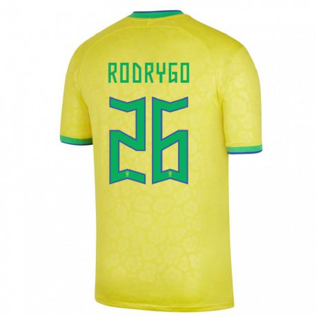 Kandiny Miesten Brasilian Rodrygo #26 Keltainen Kotipaita 22-24 Lyhythihainen Paita T-paita