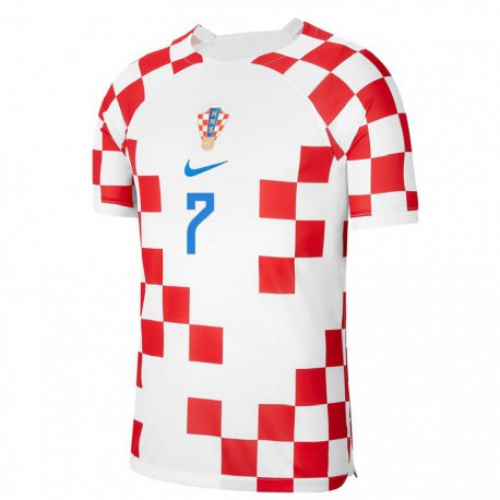 Kandiny Miesten Kroatian Lovro Majer #7 Punainen Valkoinen Kotipaita 22-24 Lyhythihainen Paita T-paita