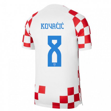 Kandiny Miesten Kroatian Mateo Kovacic #8 Punainen Valkoinen Kotipaita 22-24 Lyhythihainen Paita T-paita
