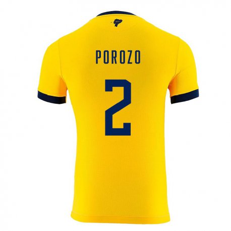 Kandiny Miesten Ecuadorin Jackson Porozo #2 Keltainen Kotipaita 22-24 Lyhythihainen Paita T-paita