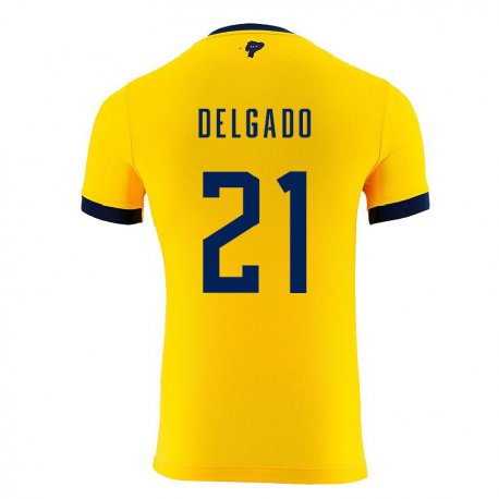 Kandiny Miesten Ecuadorin Patrickson Delgado #21 Keltainen Kotipaita 22-24 Lyhythihainen Paita T-paita