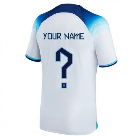 Kandiny Miesten Englannin Nimesi #0 Valkoinen Sininen Kotipaita 22-24 Lyhythihainen Paita T-paita