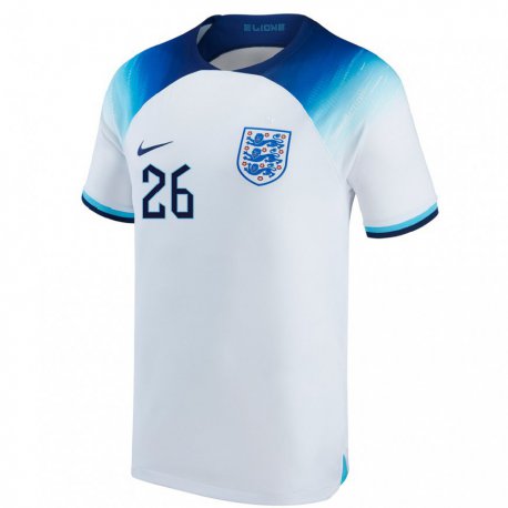 Kandiny Miesten Englannin Jude Bellingham #26 Valkoinen Sininen Kotipaita 22-24 Lyhythihainen Paita T-paita