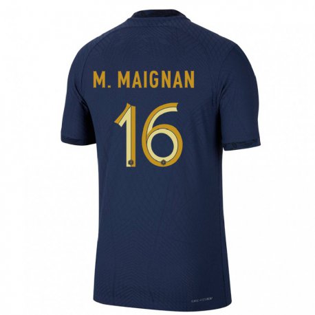 Kandiny Miesten Ranskan Mike Maignan #16 Laivastonsininen Kotipaita 22-24 Lyhythihainen Paita T-paita
