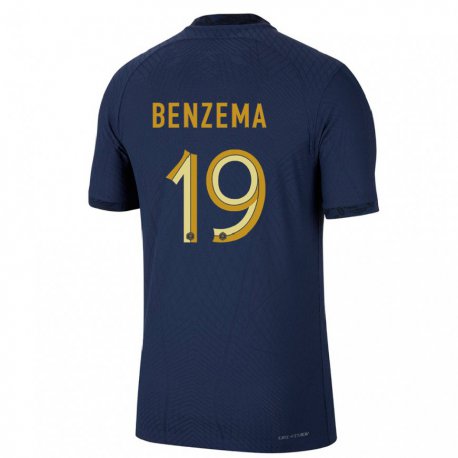 Kandiny Miesten Ranskan Karim Benzema #19 Laivastonsininen Kotipaita 22-24 Lyhythihainen Paita T-paita