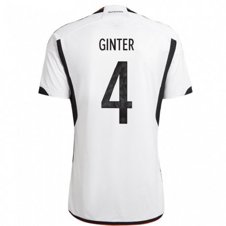 Kandiny Miesten Saksan Matthias Ginter #4 Valkoinen Musta Kotipaita 22-24 Lyhythihainen Paita T-paita