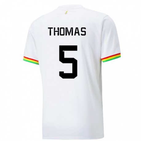 Kandiny Miesten Ghanan Thomas Partey #5 Valkoinen Kotipaita 22-24 Lyhythihainen Paita T-paita