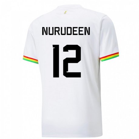 Kandiny Miesten Ghanan Abdul Nurudeen #12 Valkoinen Kotipaita 22-24 Lyhythihainen Paita T-paita
