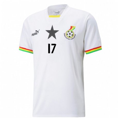 Kandiny Miesten Ghanan Benjamin Tetteh #17 Valkoinen Kotipaita 22-24 Lyhythihainen Paita T-paita