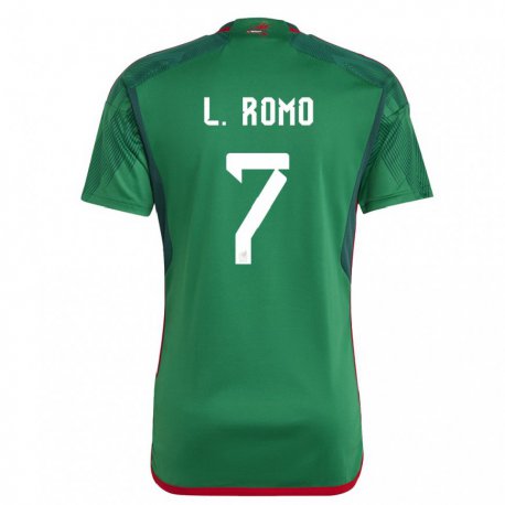 Kandiny Miesten Meksikon Luis Romo #7 Vihreä Kotipaita 22-24 Lyhythihainen Paita T-paita