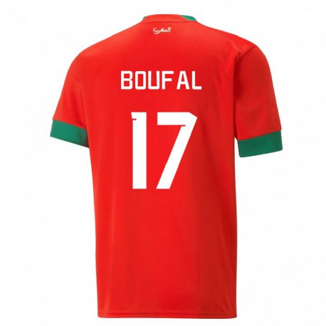 Kandiny Miesten Marokon Sofiane Boufal #17 Punainen Kotipaita 22-24 Lyhythihainen Paita T-paita
