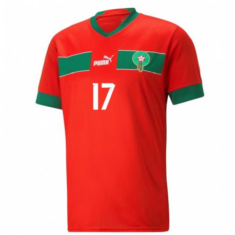Kandiny Miesten Marokon Sofiane Boufal #17 Punainen Kotipaita 22-24 Lyhythihainen Paita T-paita