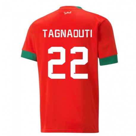 Kandiny Miesten Marokon Ahmed Reda Tagnaouti #22 Punainen Kotipaita 22-24 Lyhythihainen Paita T-paita