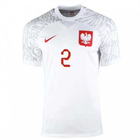 Kandiny Miesten Puolan Robert Gumny #2 Valkoinen Kotipaita 22-24 Lyhythihainen Paita T-paita