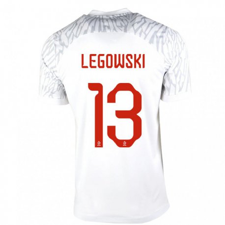 Kandiny Miesten Puolan Mateusz Legowski #13 Valkoinen Kotipaita 22-24 Lyhythihainen Paita T-paita