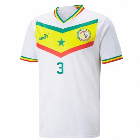 Kandiny Miesten Senegalin Kalidou Koulibaly #3 Valkoinen Kotipaita 22-24 Lyhythihainen Paita T-paita